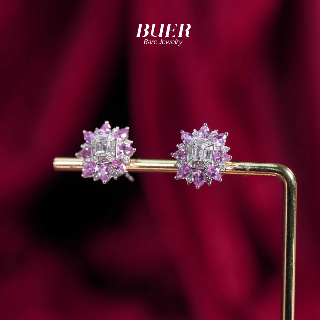 【不二】彩色蓝宝石18K金镶嵌耳钉