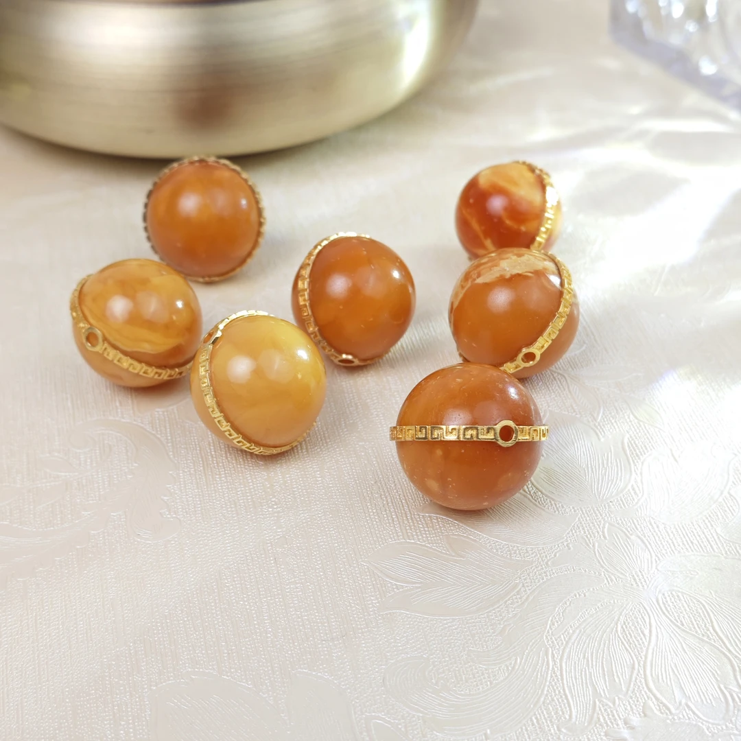 【不二】蜜蜡18K金圆珠配件15mm+(多样性发其一)AB0745