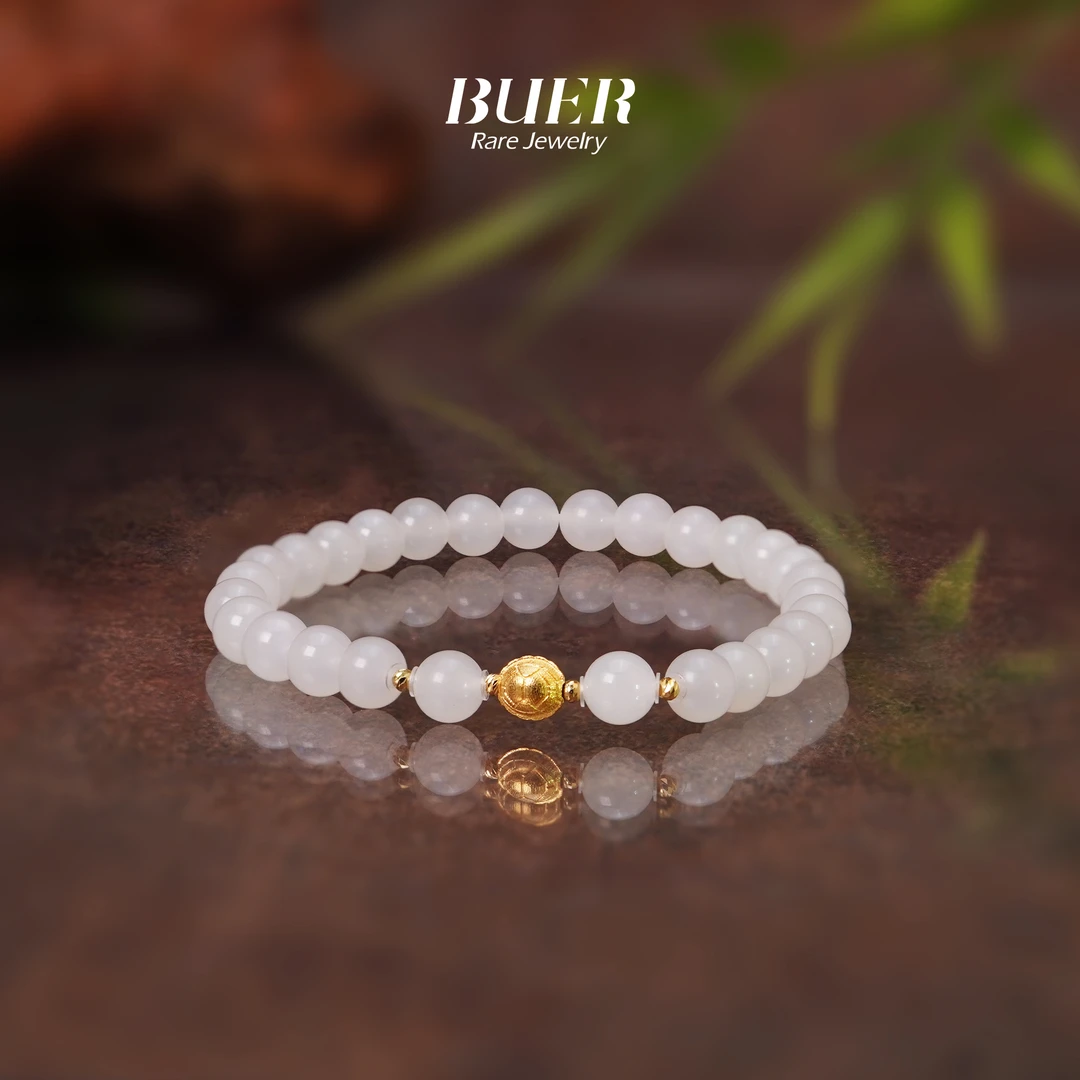 【不二】和田玉白玉18k金DIY手串6mm+