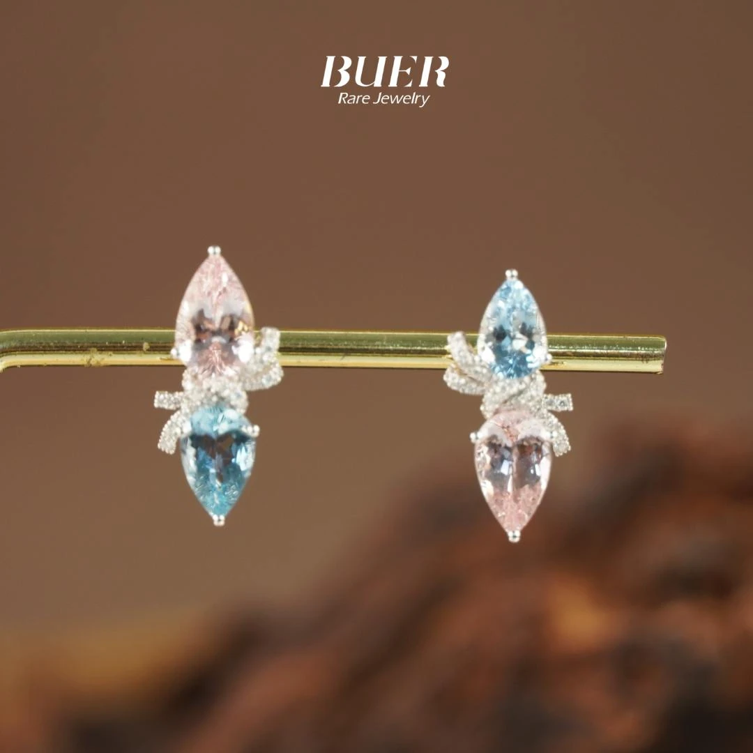 【不二】海蓝宝18k金耳钉