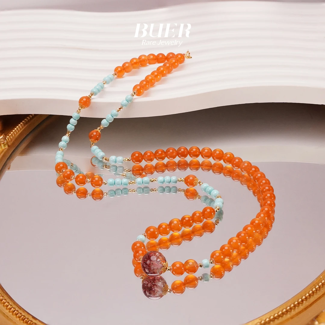 【不二】南红配绿松石18k金DIY项链