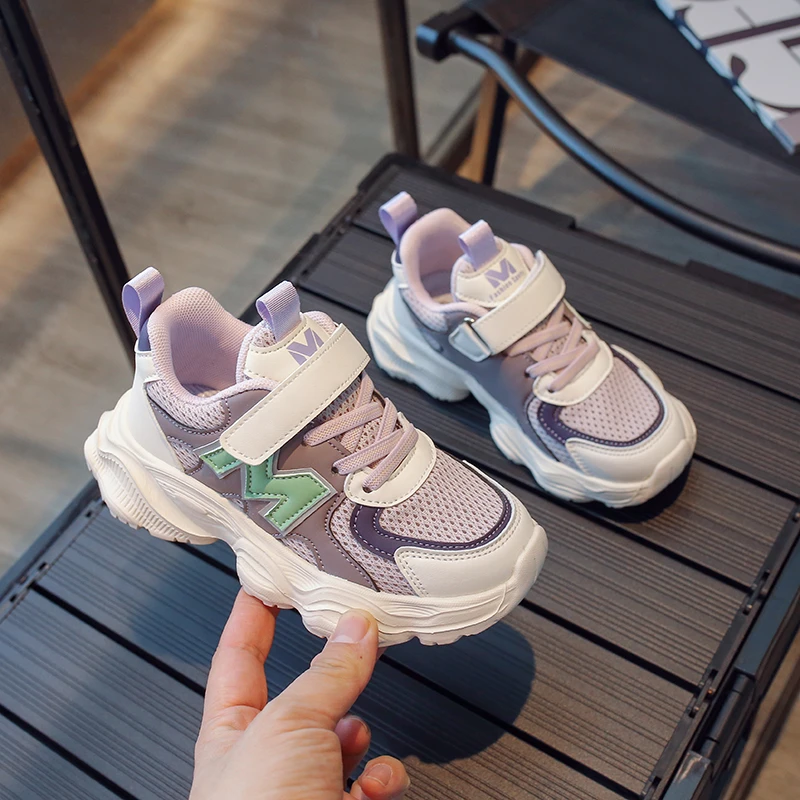 男童透气运动鞋新款网面女童老爹鞋软底小学生跑步鞋中大童休闲鞋