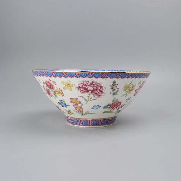 景德镇珐琅彩新万花7英寸斗笠碗大碗