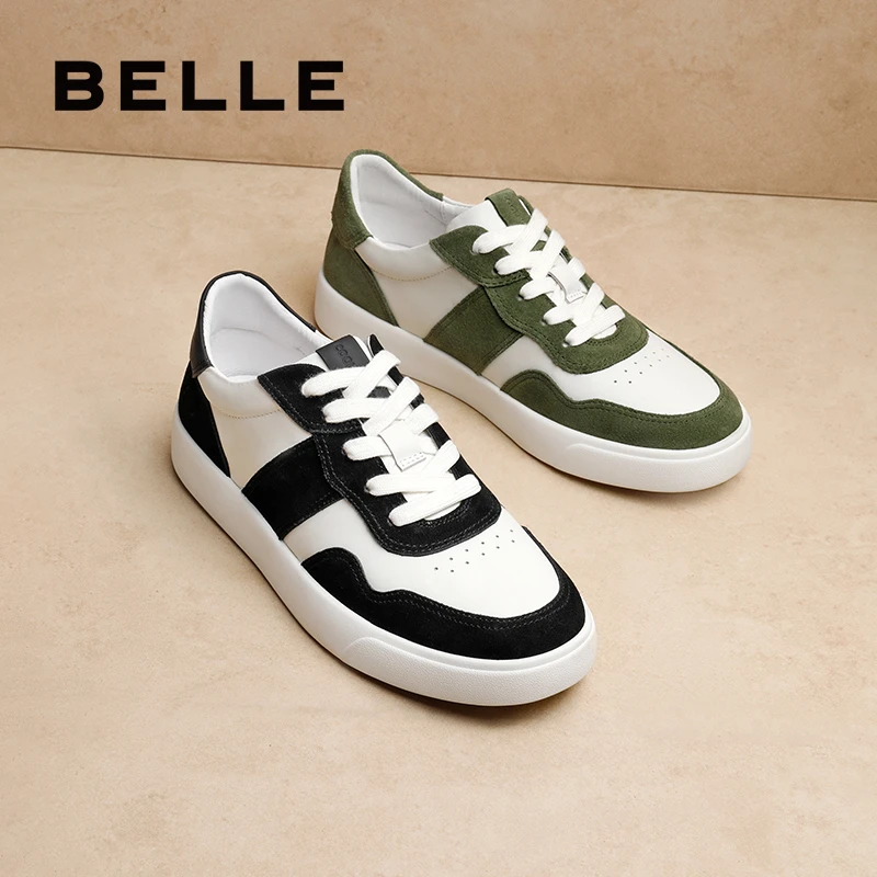 百丽拼接撞色休闲鞋男秋季新品商场同款潮流百搭系带板鞋8MG01CM4