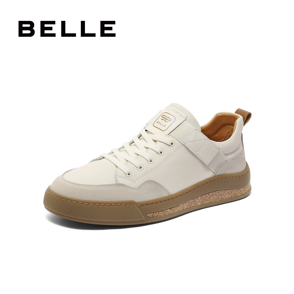 百丽时尚小白鞋男2023秋新商场同款皮革拼接撞色休闲板鞋8CW01DM3