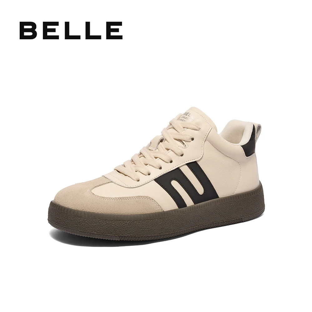 百丽潮搭撞色休闲鞋男鞋冬季新品复古德训鞋运动高帮板鞋A1744DD4