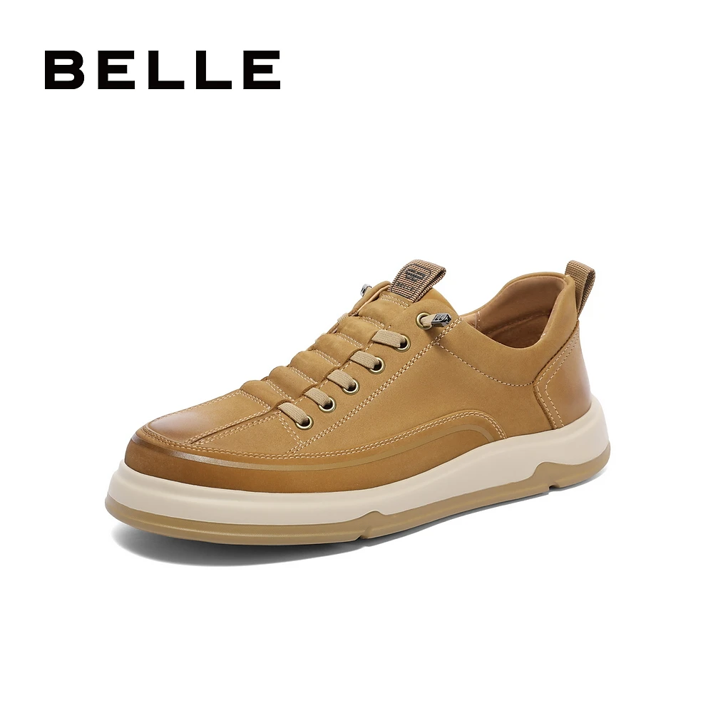 百丽复古潮搭休闲鞋男士2024春新商场同款厚底免系带板鞋8EX01AM4