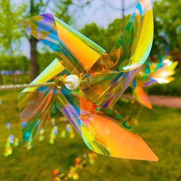 炫彩透明塑料大风车串装饰批儿童发户外旋转幼儿园学校楼盘风车串