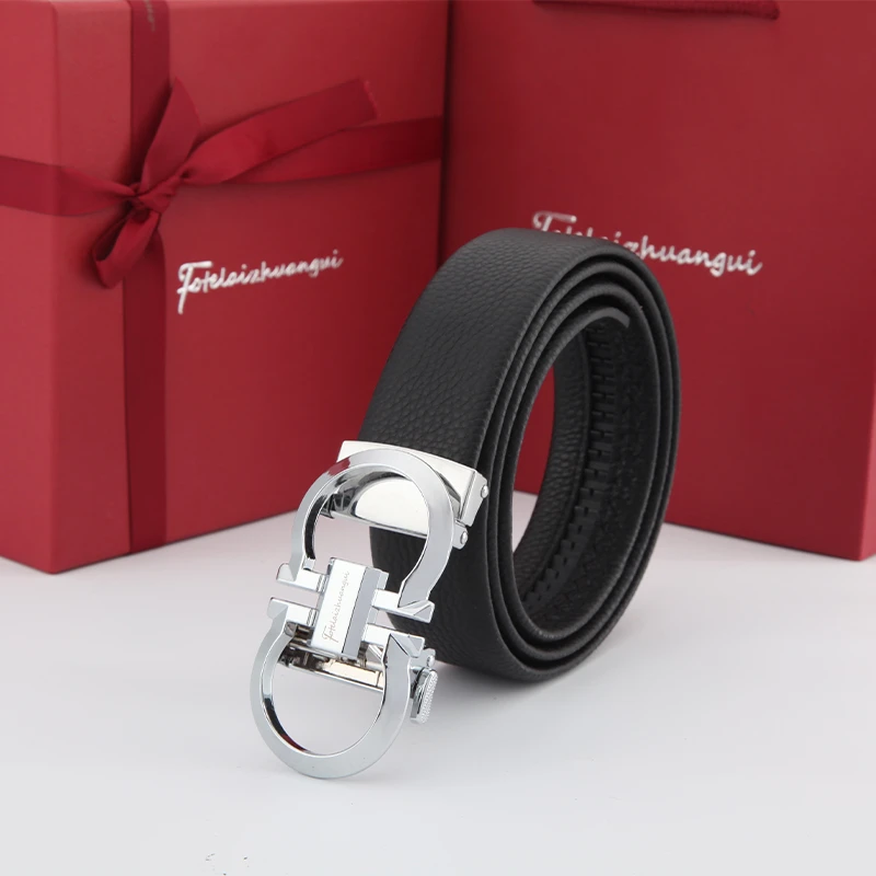 皮带男真皮自动扣高档头层牛皮奢侈品中青年真牛皮皮带皮带男款