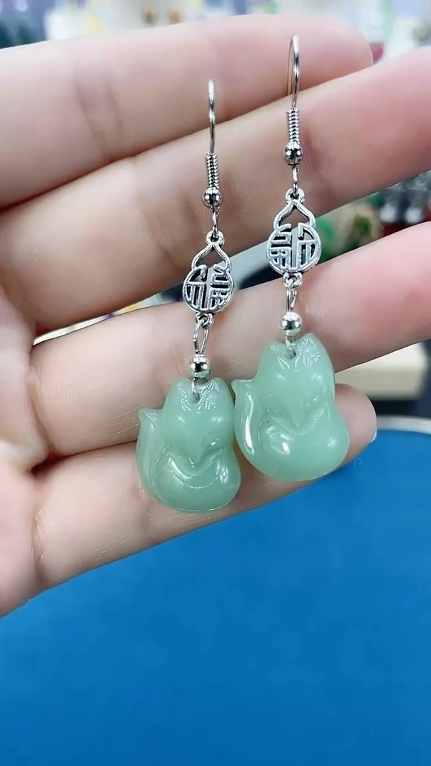 【闪购商品】和田玉耳饰银S925镶嵌065