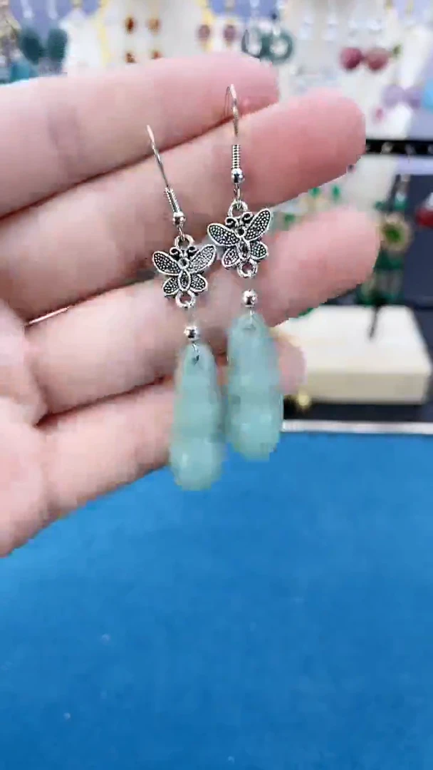 【闪购商品】翡翠耳饰银S925镶嵌9A