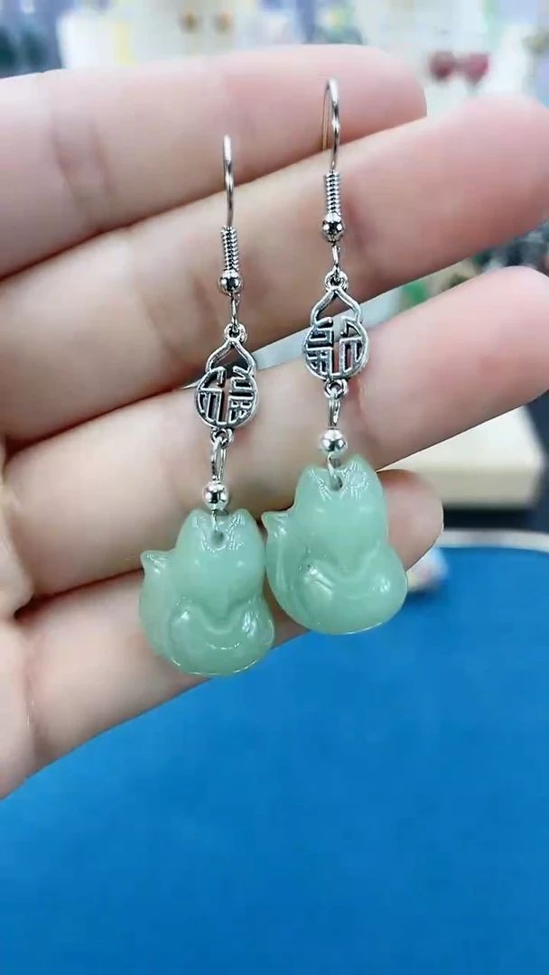 【闪购商品】和田玉耳饰银S925镶嵌065