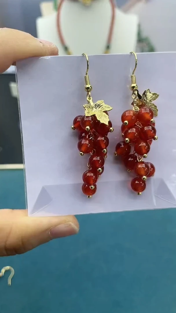 【闪购商品】南红玛瑙耳饰14K金镶嵌红葡萄耳钩