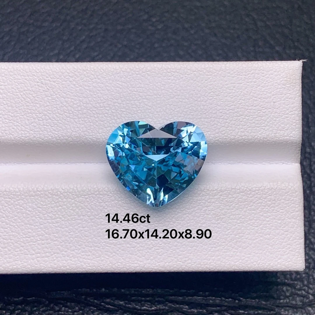 14.46克拉天然圣玛利亚色托帕石，工艺精湛全净体高颜值海洋之心