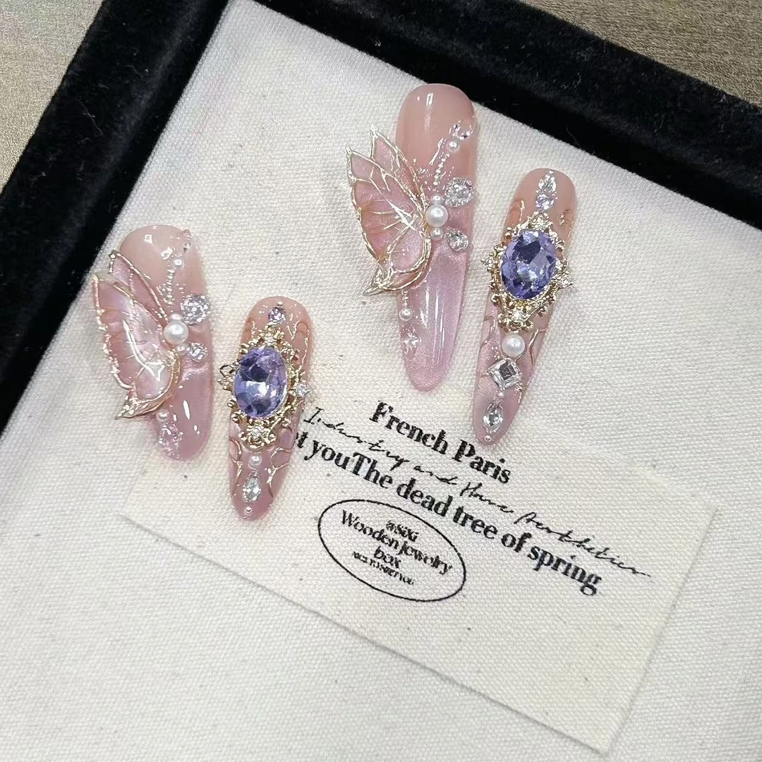 【熹妃回宫·紫烟】高品质护甲纯手工穿戴甲重工宫延超长美甲