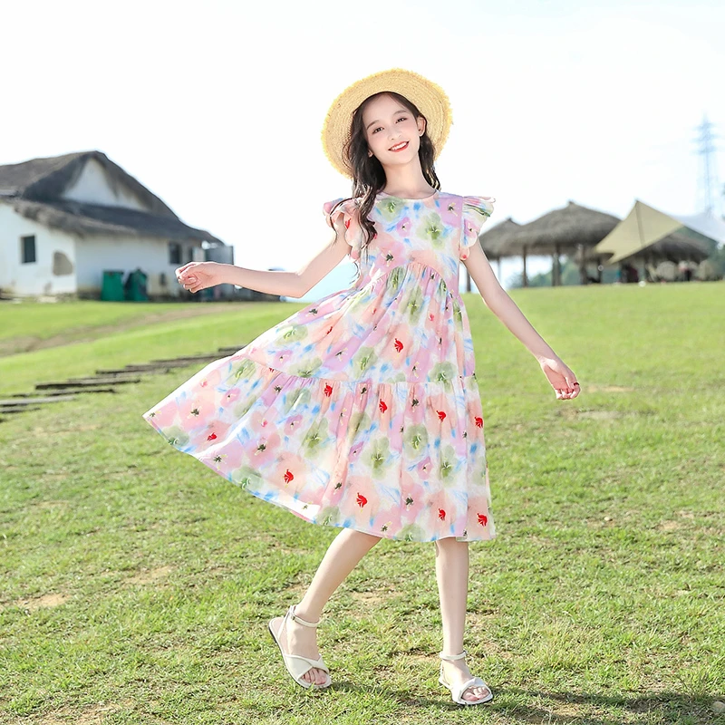 女童夏季碎花连衣裙2023新款洋气女孩裙子夏装儿童公主裙23361
