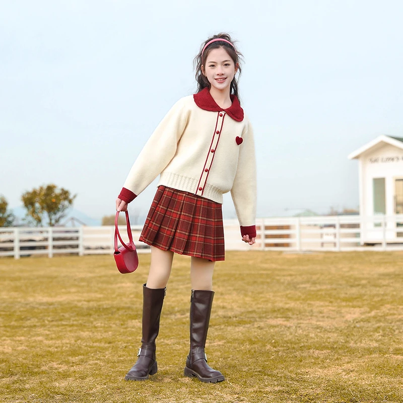 女童秋冬套装裙子2024新款洋气女孩两件套儿童红色大童拜年服冬装