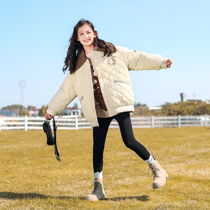 女大童冬季棉衣外套2023新款女童洋气儿童夹棉秋冬装加厚女孩棉服