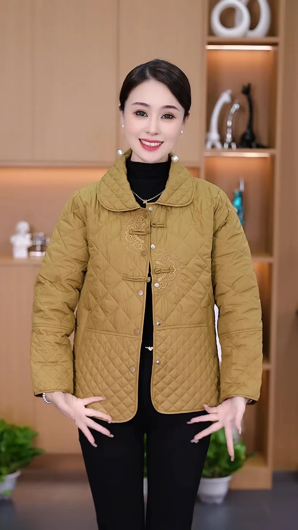 中老年棉衣妈妈轻薄短款新中式小棉服冬季棉袄秋冬新款妈妈装外套