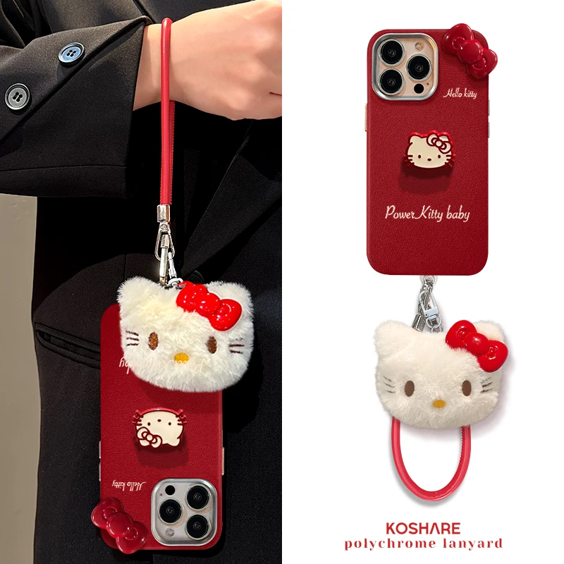 圣诞创意可爱蝴蝶结HelloKitty适用苹果16promax手机壳新款15少女