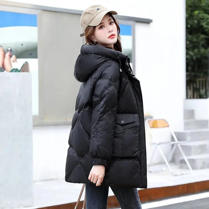 艾莱依羽绒服加厚羽绒服2023年新款女冬季小款中长大码女款冬季宽
