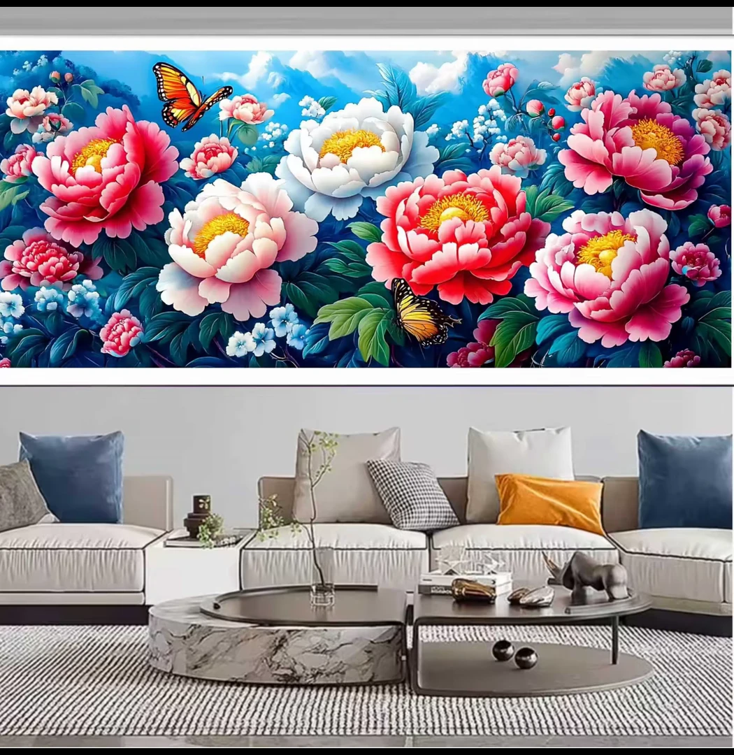 【1600】花情蝶意 大格300x100 满绣无勾边十字绣套件