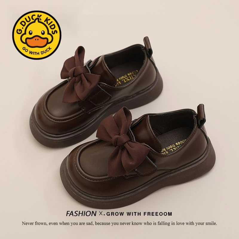 小黄鸭女童宝宝公主鞋2024春秋新款童鞋女孩英伦小皮鞋女宝单鞋子