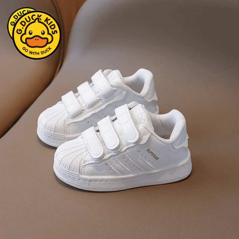 品牌小黄鸭小孩子儿童贝壳头板鞋2024春秋新款小白鞋女童运动鞋男