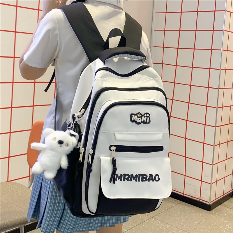 书包女初中生高颜值小众女生ins风高中生大容量多巴胺撞色双肩包