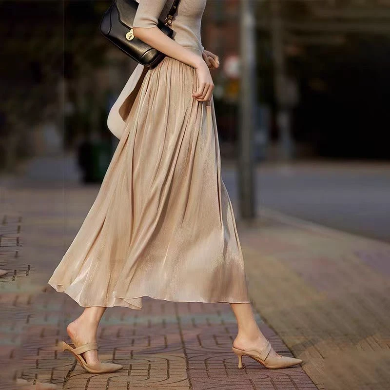 牛奶流光裙 I 法式仙女飘飘美丽丝缕珠光感新款半身裙@A007