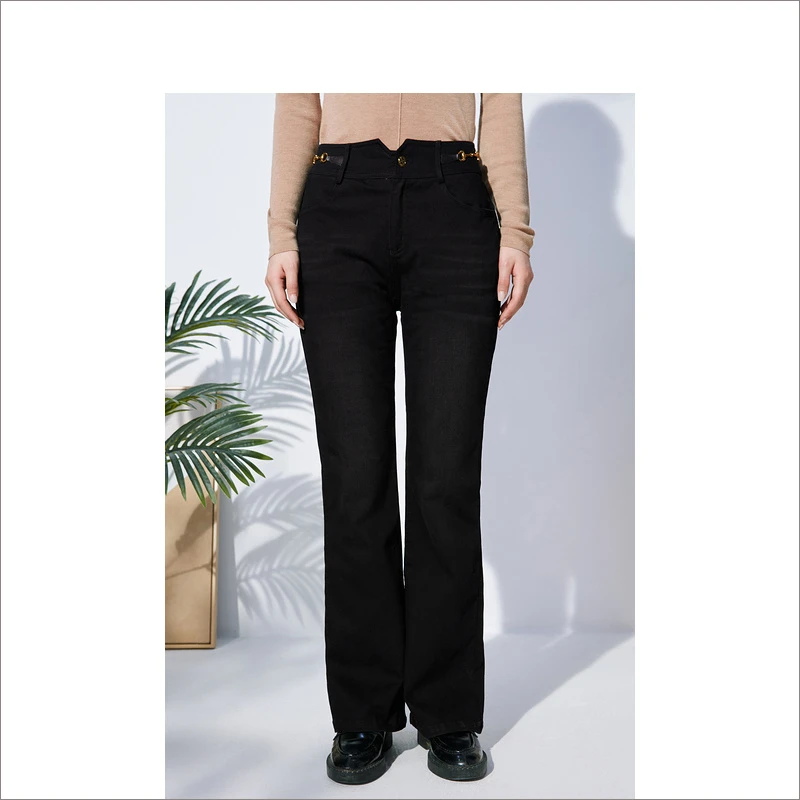 【牛仔羽绒裤】Goodland美地女装冬季新款显瘦保暖休闲裤LC62520330