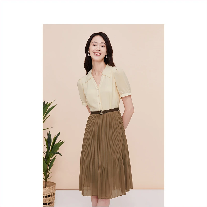YINER音儿奥莱复古撞色女装23夏季新款气质时尚连衣裙8C63205117