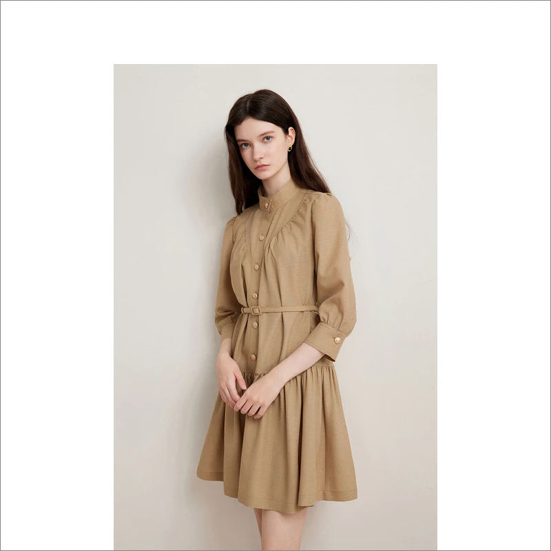 Goodland美地女装2024春季新款显瘦法式娃娃裙连衣裙LC34105420