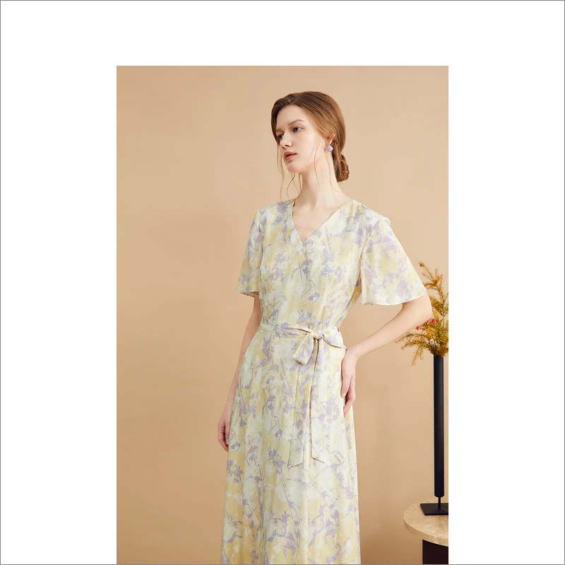 【100%真丝】YINER音儿专柜夏季新款法式优雅碎花连衣裙8C34305430