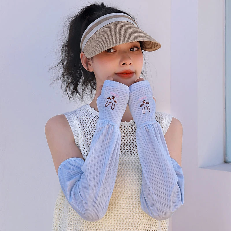 2双防晒袖套薄款加长套袖夏季冰丝男女大码宽松骑行开车户外遮阳