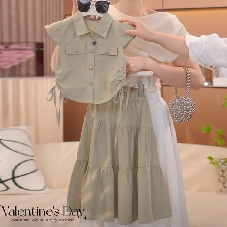 （两件套）童装女童套夏装2025新款中大童儿童洋气时髦女孩夏款