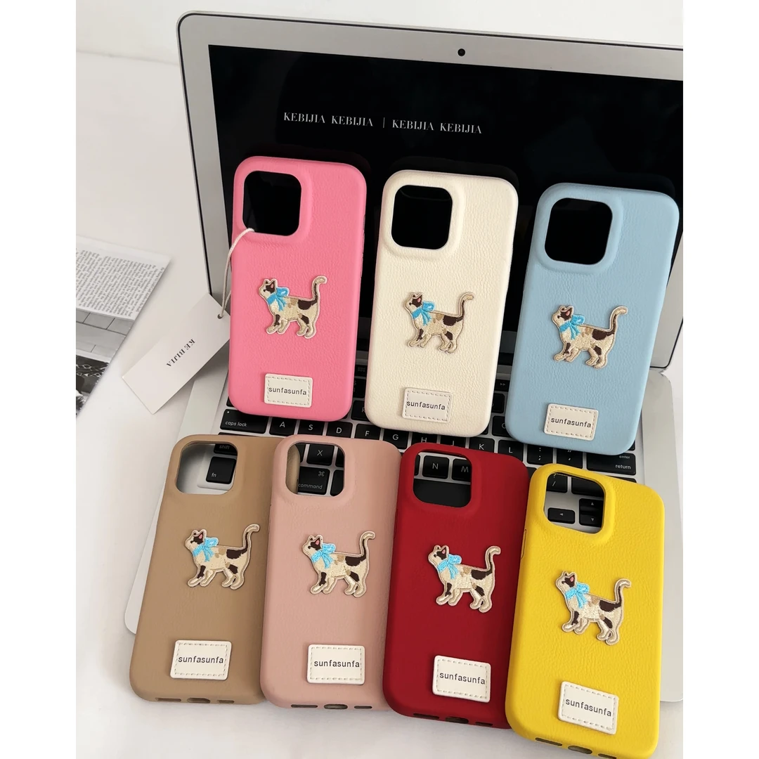 ins优雅贵族猫咪皮质壳防摔适用于苹果17promax16/15/14