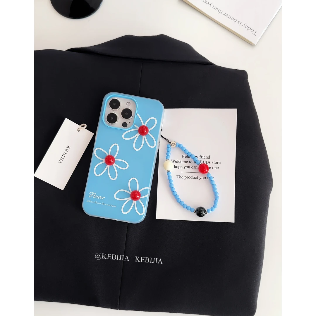 ins夏日清新花朵挂件防摔适用于苹果14promax15/13/12 手机壳