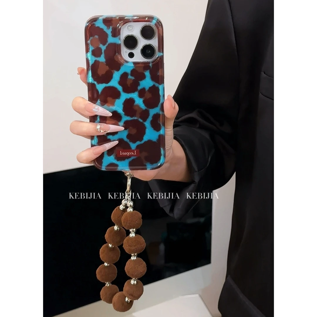 ins高级复古秋冬豹纹防摔气囊壳适用于苹果16promax15/14手机壳