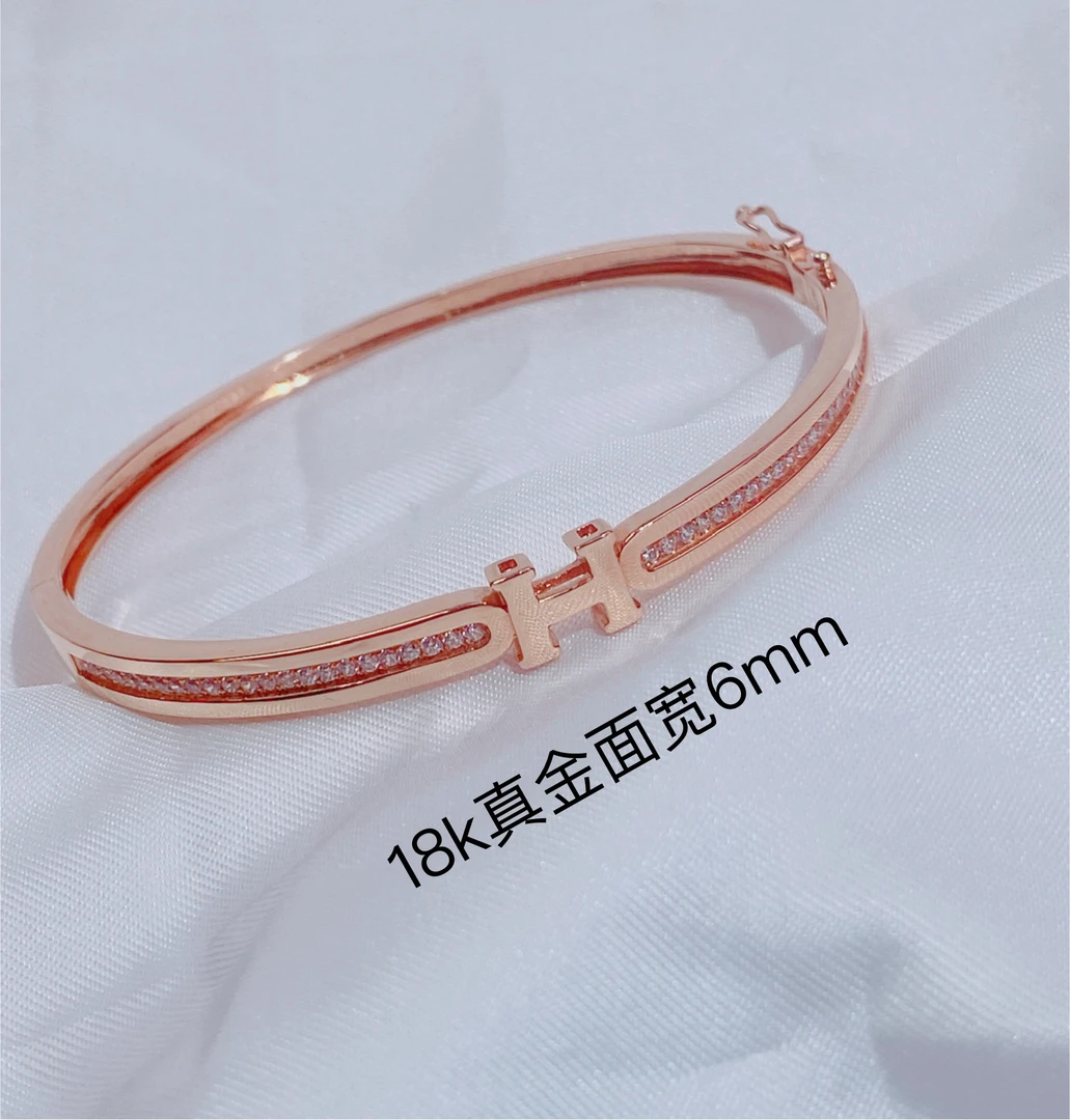 18k金新款休闲潮酷风字母H手镯 01