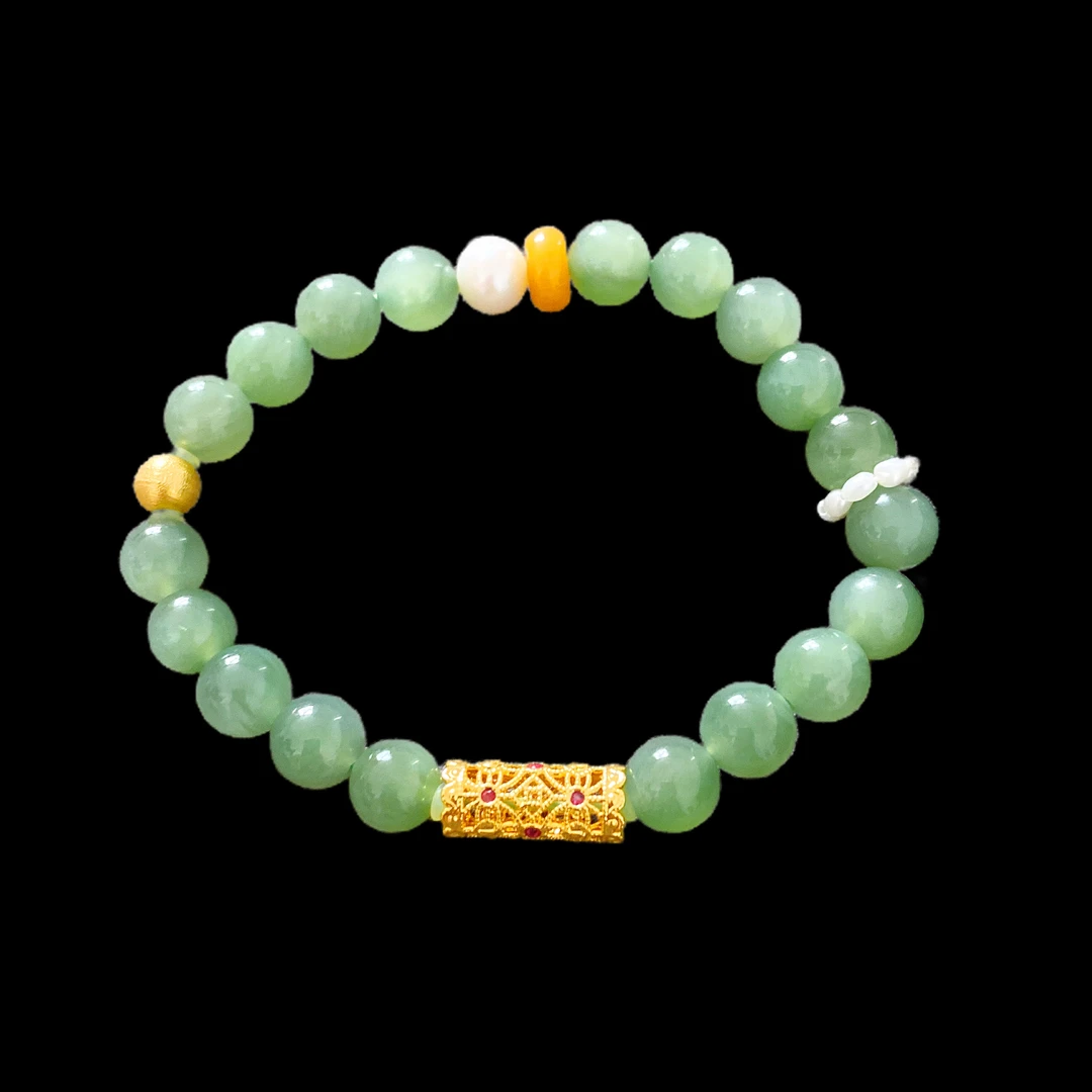 V5270和田碧玉手串18K孤品.