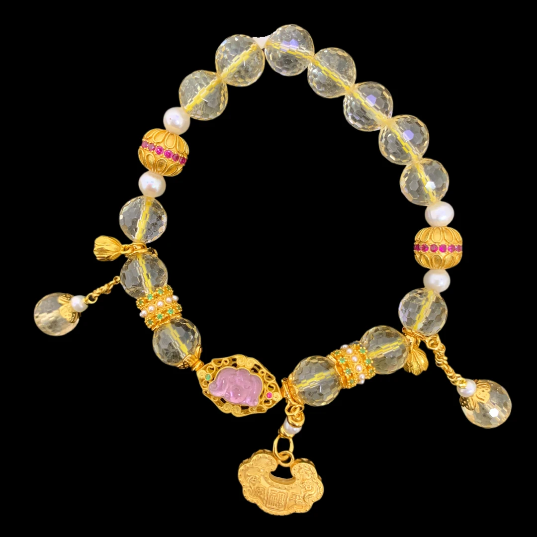 V1457黄水晶手串孤品