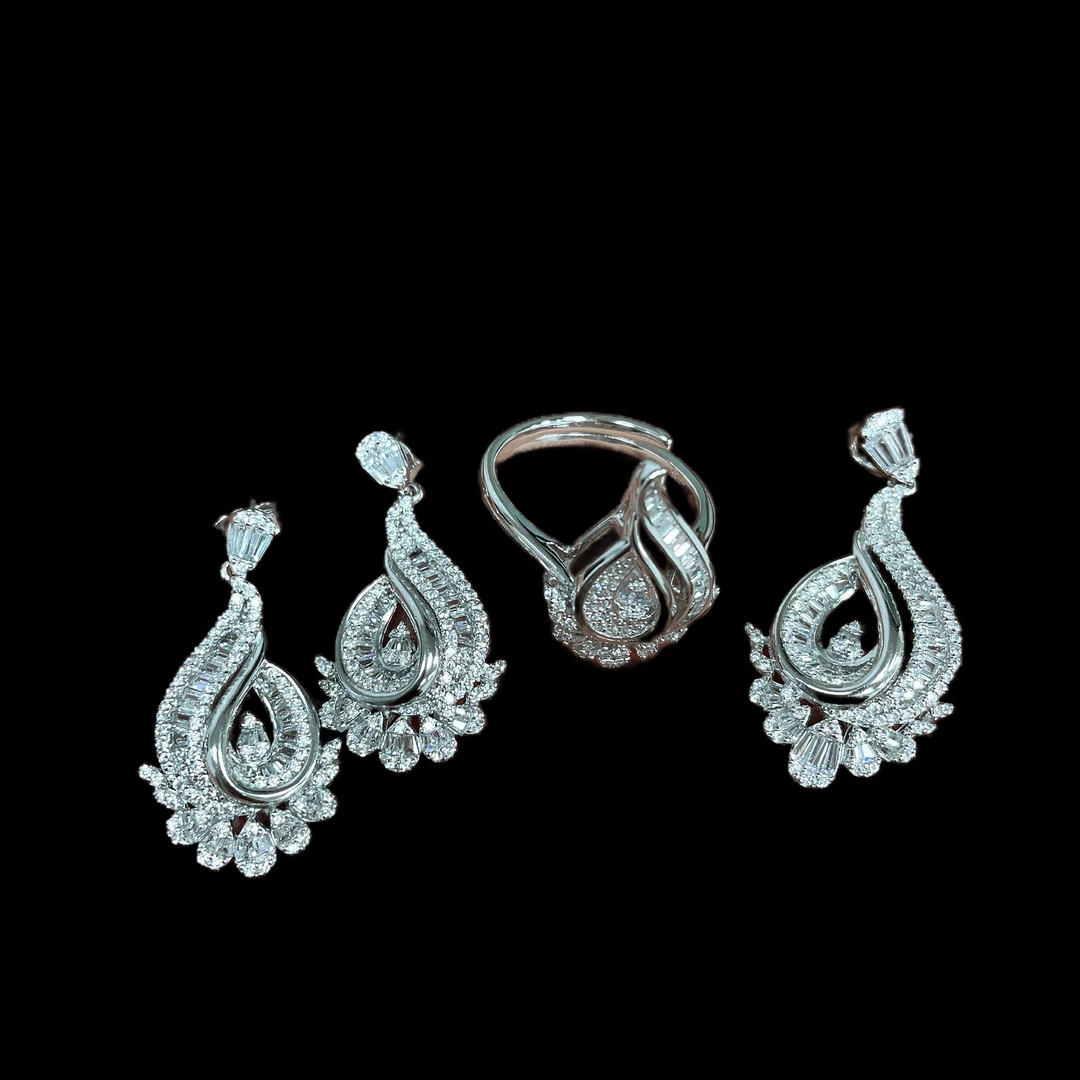 925银银制品 400887戒指 耳钉 吊坠精致镶嵌套组！