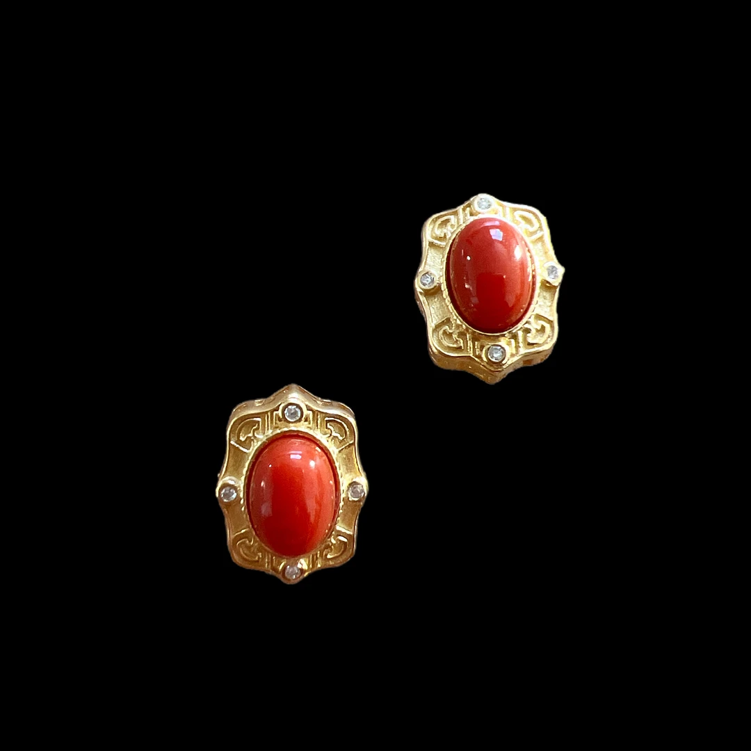 V1345南红耳钉孤品！