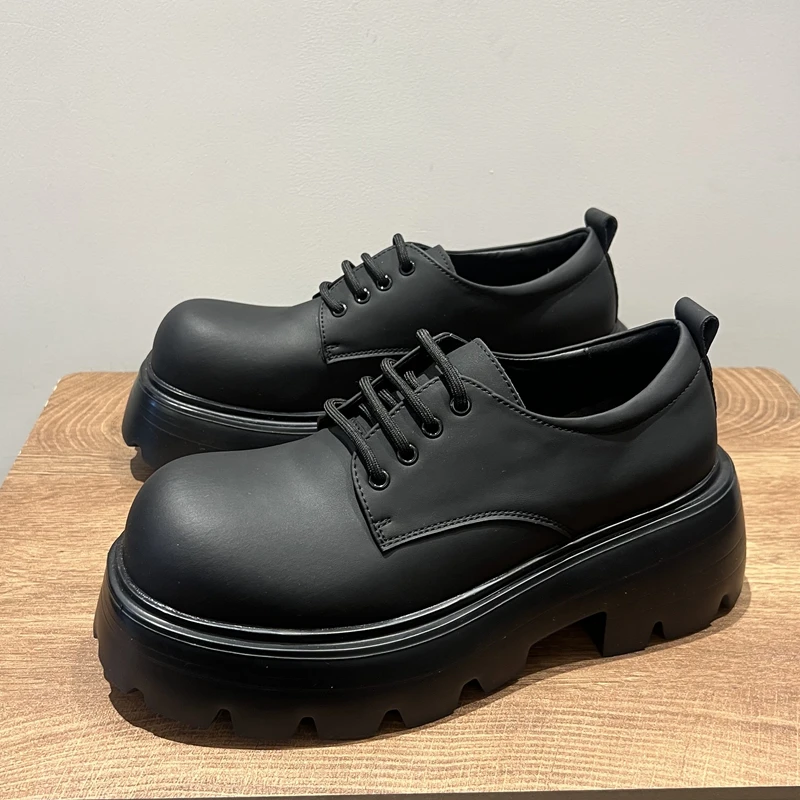 男士男款德比鞋哑光复古英伦风厚底增高7cm男士男款皮鞋大头皮鞋