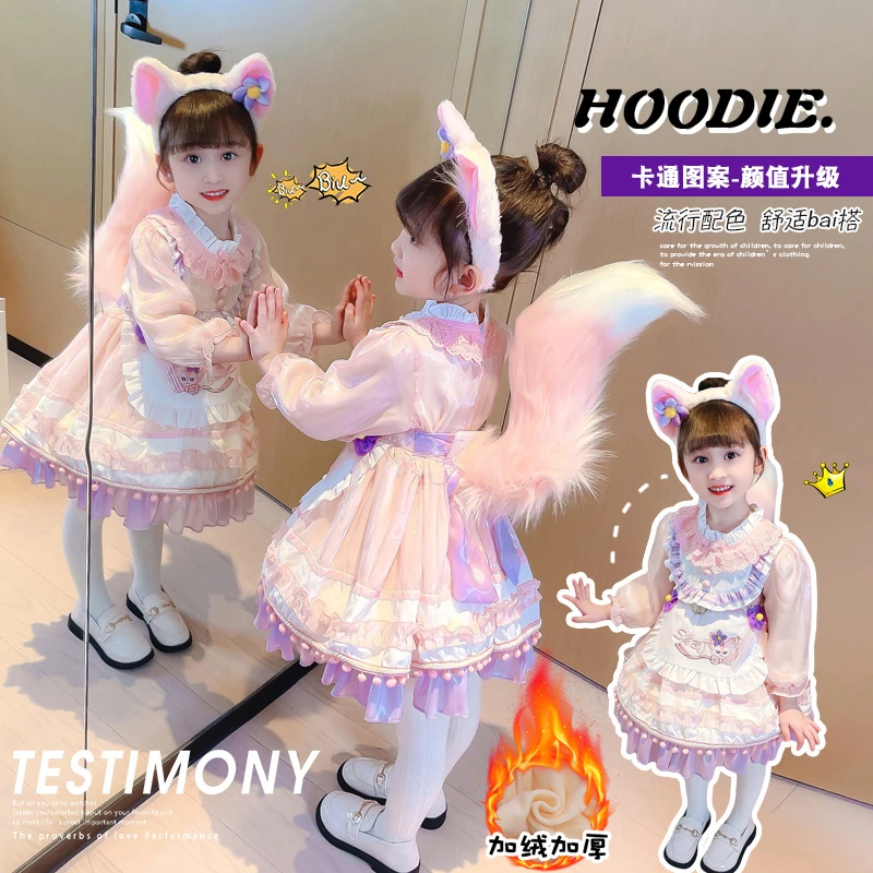 女童春秋洛丽塔蓬蓬公主裙2024新款小女孩春款洋气玲娜贝儿连衣裙