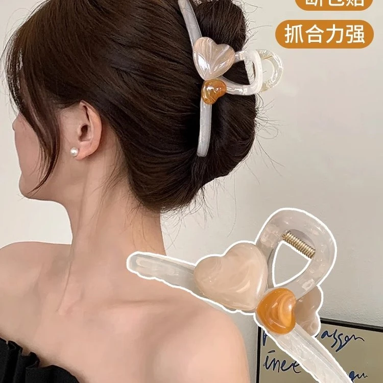 非金属发饰 日系爱心发夹女超大号八字抓夹2023新款后脑勺夹子072