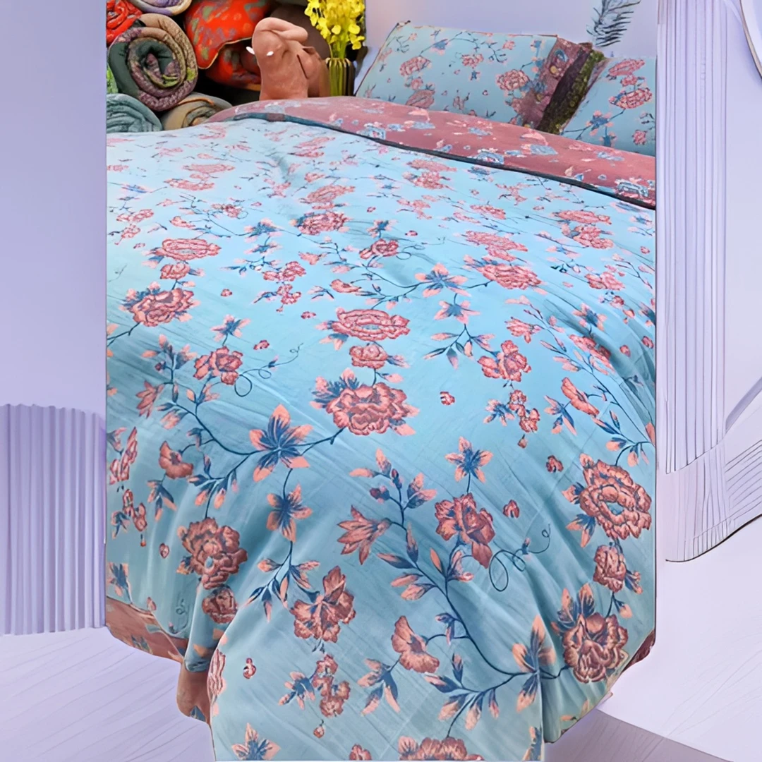 【YAJUAN】  150*200高端色织双层纱A类纱布被套提花双面新中式牡丹