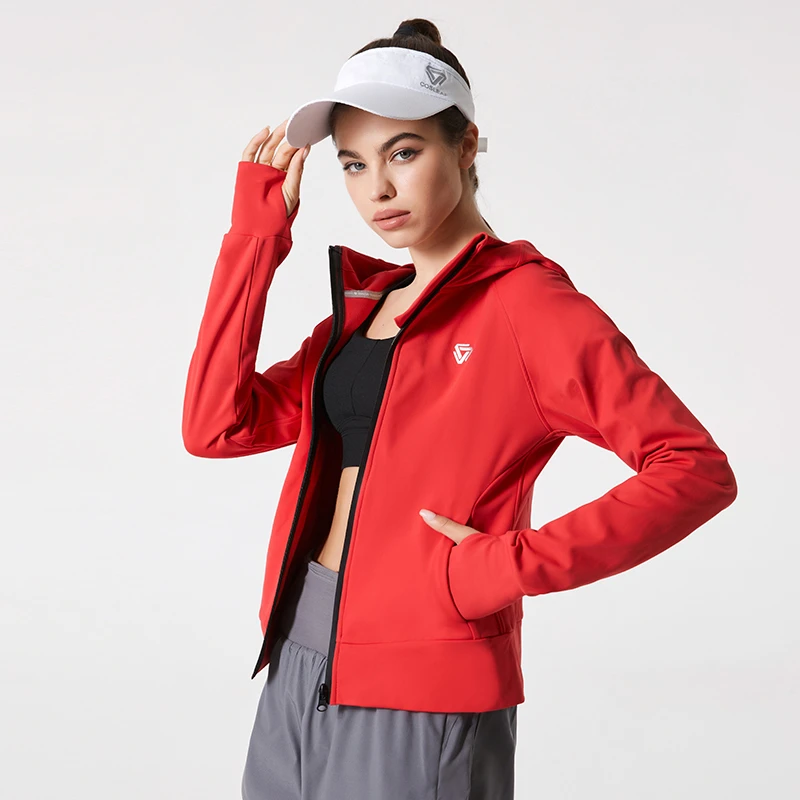 【品牌qing仓】秋冬季厚绒保暖拉链运动瑜伽显瘦连帽夹克外套防风