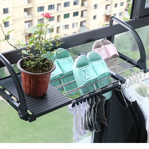 阳台晾衣架晒鞋架晾窗外护栏晾晒袜子挂窗户室外窗台凉鞋架子神器